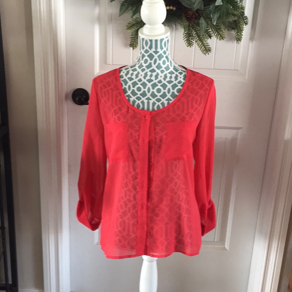 Sheer red top